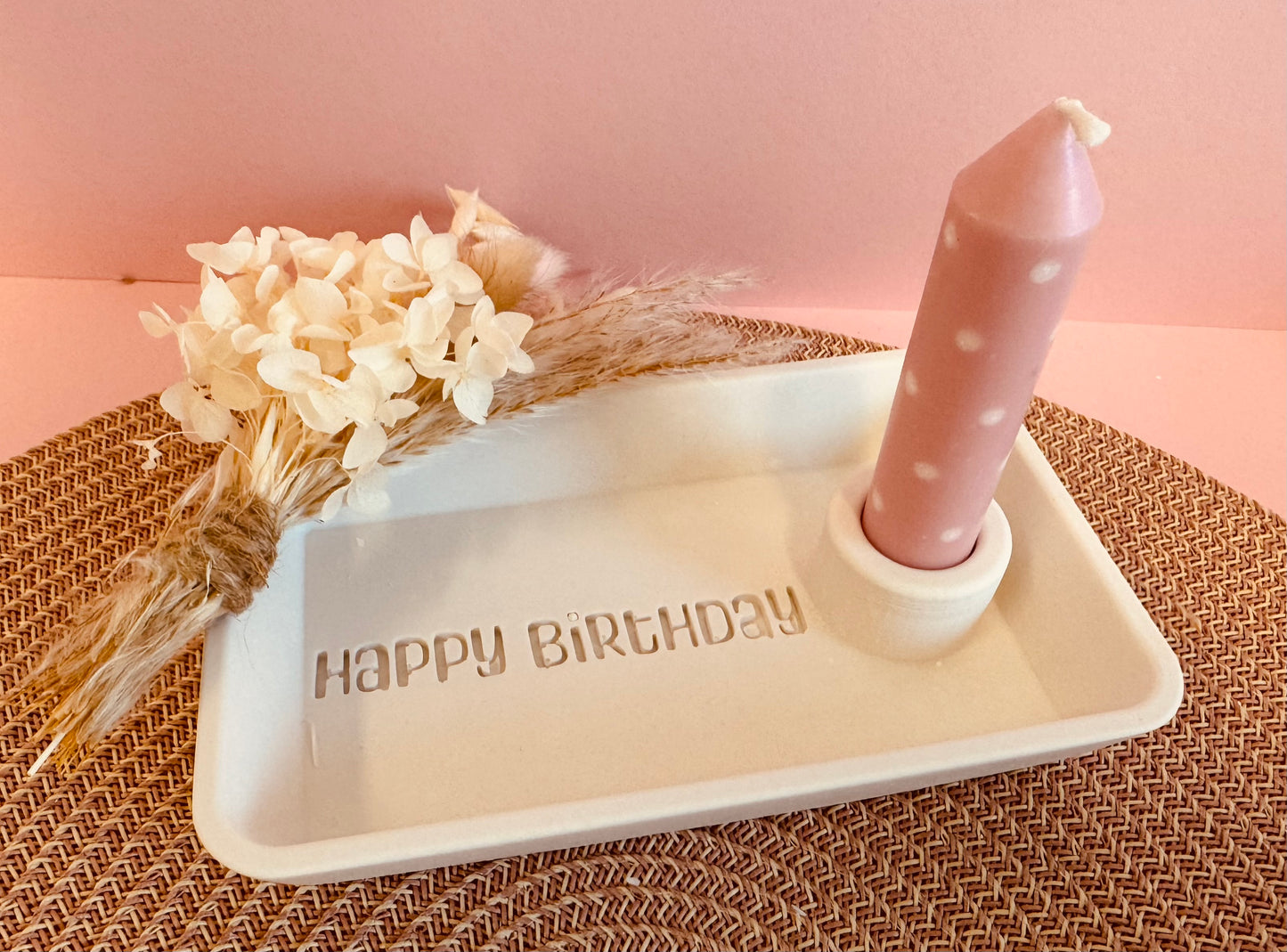 Silikonform Kerzenteller Kerzentablett Happy Birthday