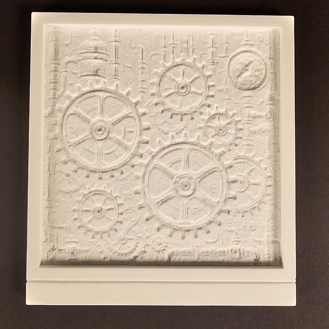 Silikonform: Lithophanie-Kachel "Steampunk Zahnrad"