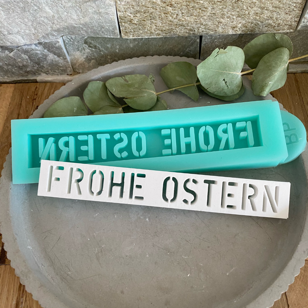 Silikonform: Klötzchen "Frohe Ostern" Nr. 2