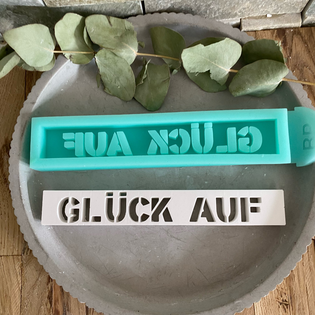 Silikonform: Klötzchen "Glück auf"