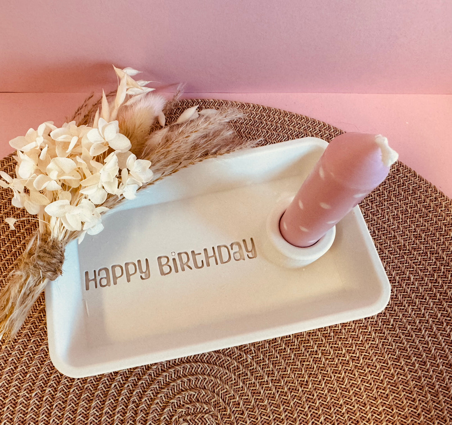 Silikonform Kerzenteller Kerzentablett Happy Birthday