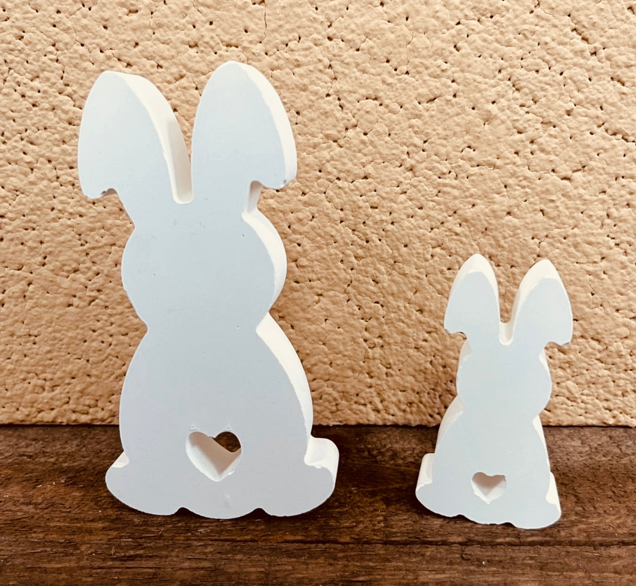 Silikonform: Hase mit Herz und geraden Ohren in drei Größen