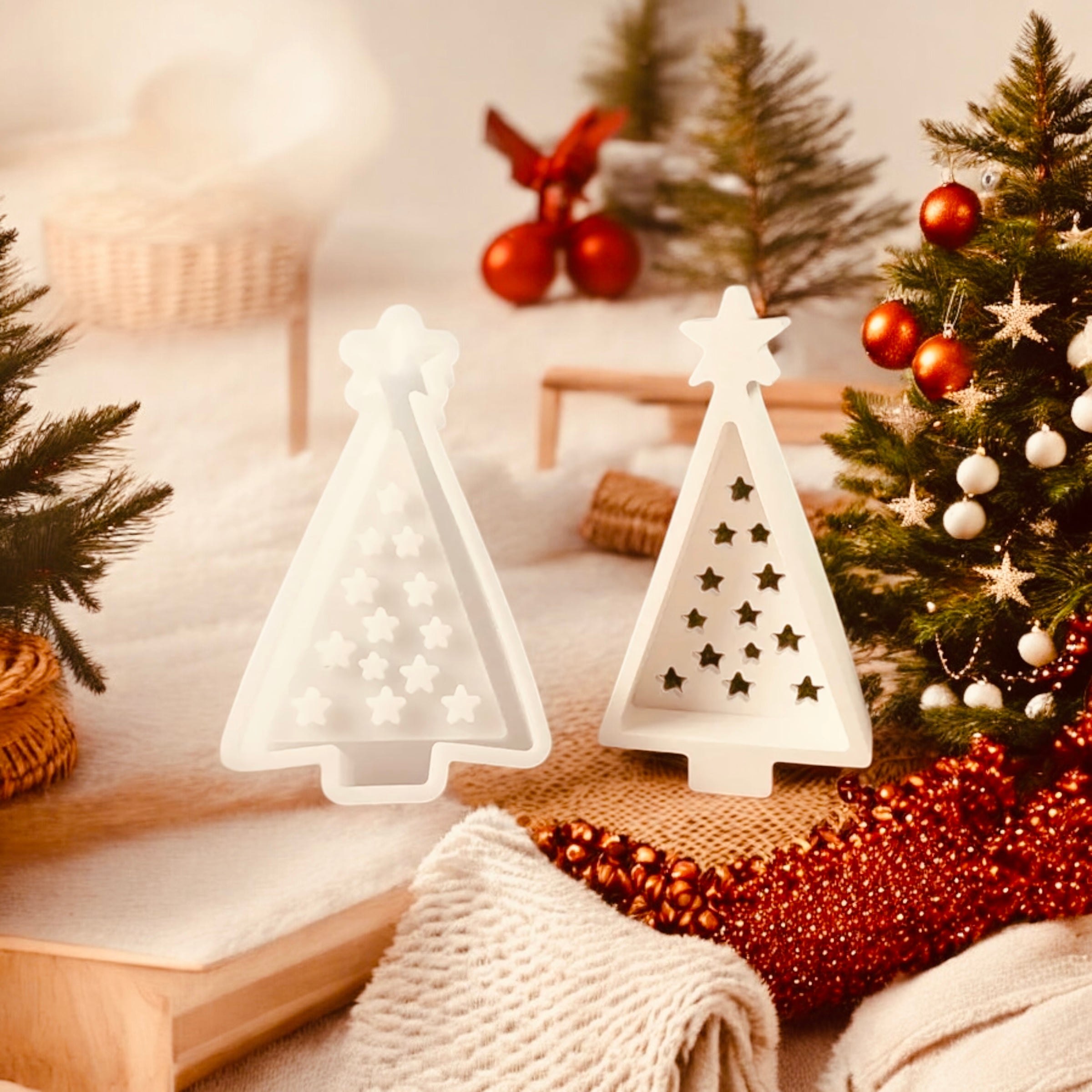 XPJBKC Silikonformen Weihnachtsbaum 4-tlg - Wiederverwendbar Für Kerzen & Deko