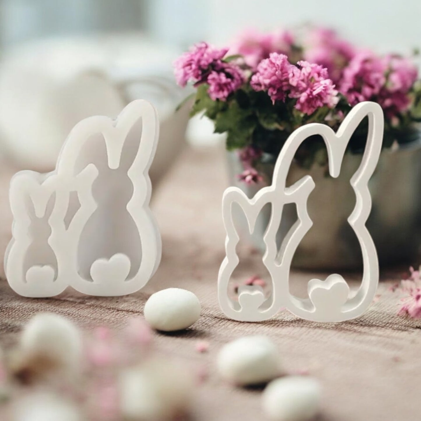 Silikonform Hasen Set Silhouette mit Herz