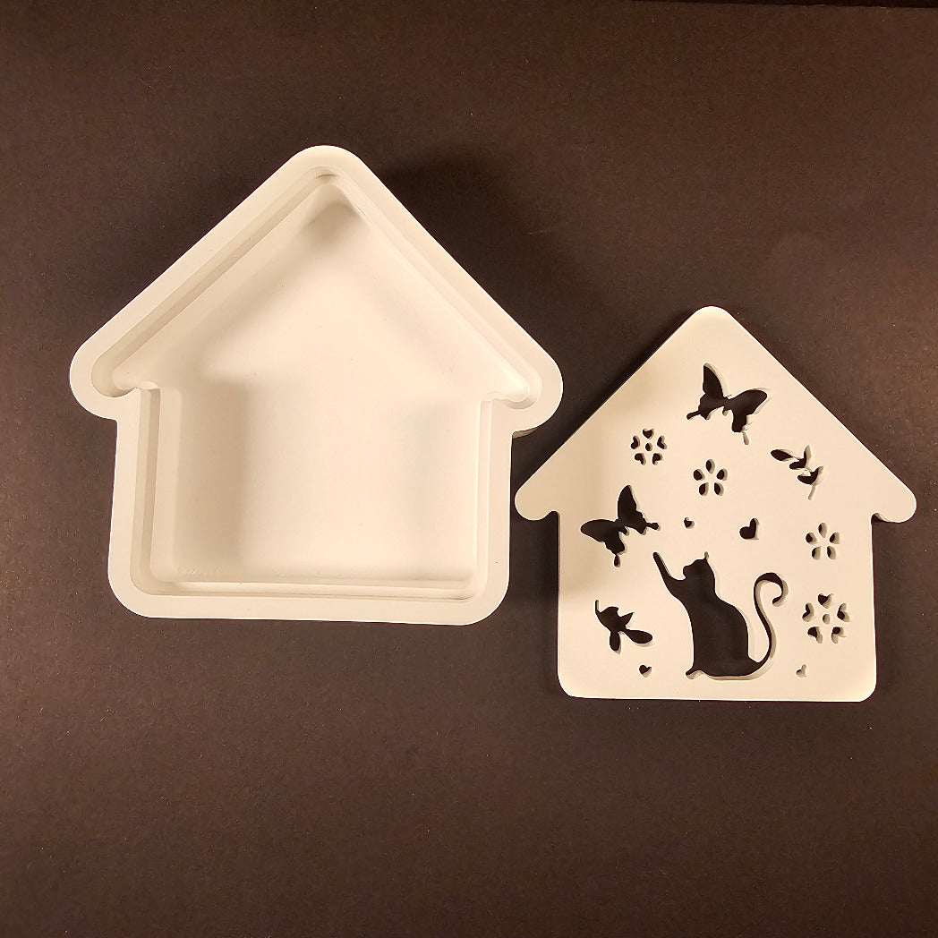 Silikonform: Katzenhaus zum Beleuchten