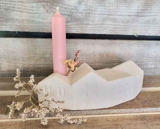 Häuserleiste Adventskranz für Stabkerzen