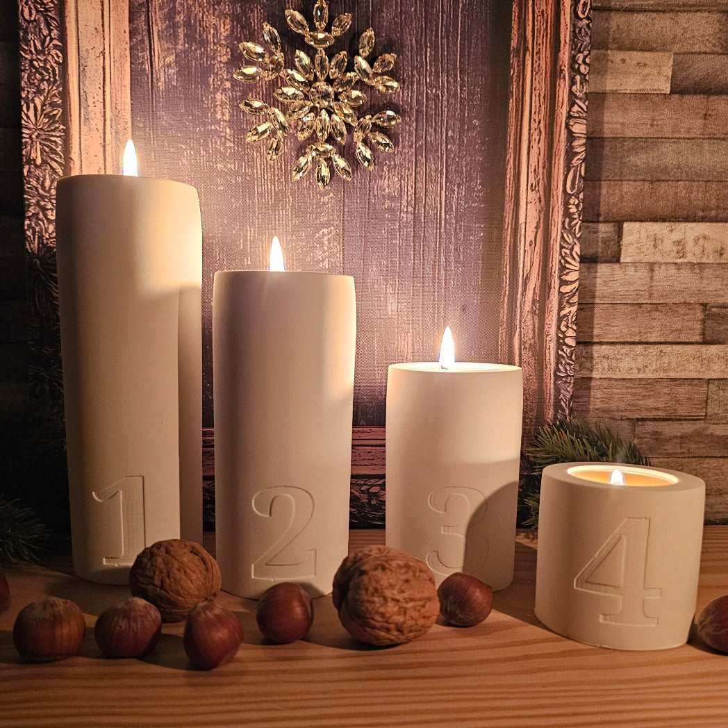 Silikonform: Teelichthalter "Advent-Säulen 1 bis 4"