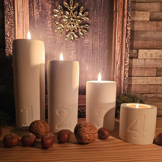 Silikonform: Teelichthalter "Advent-Säulen 1 bis 4"