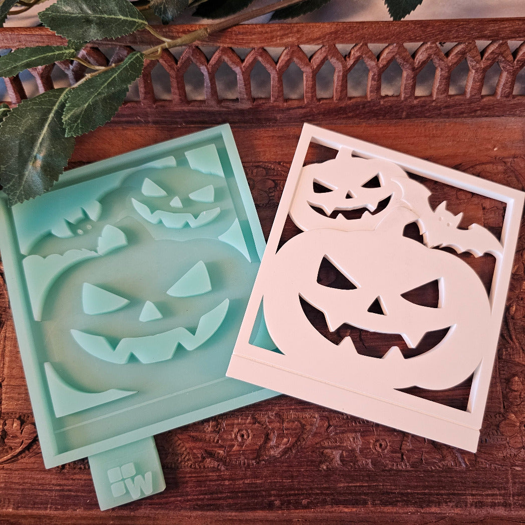 Silikonform: Laternen-Rahmen "Halloween-Kürbis"