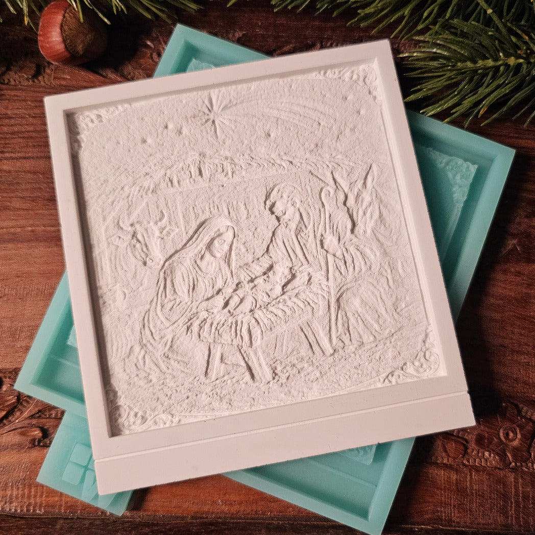 Silikonform: Lithophanie-Kachel "Weihnachtsgeschichte"