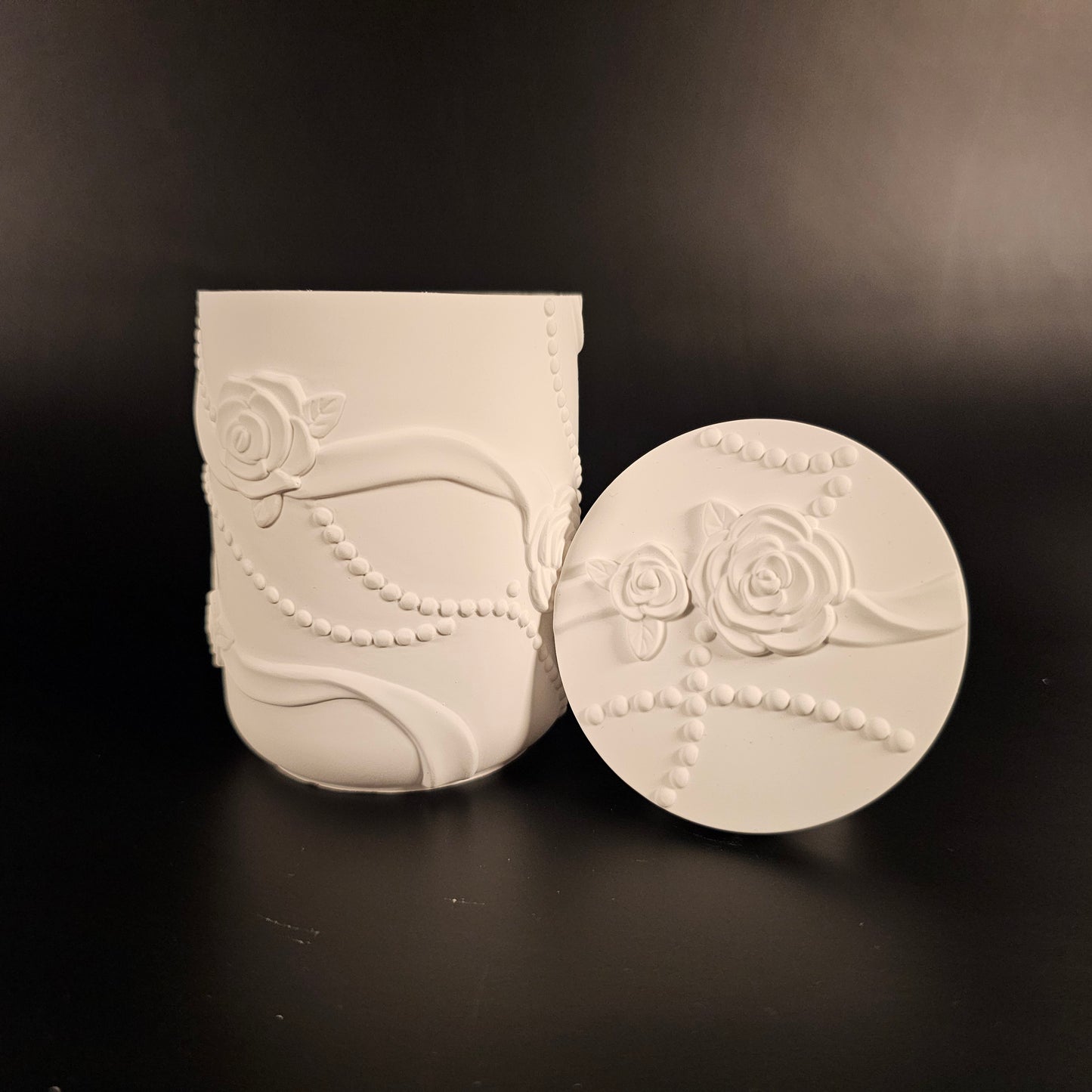 Silikonform: Dose mit Deckel "Rosenband"