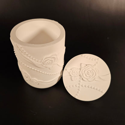 Silikonform: Dose mit Deckel "Rosenband"