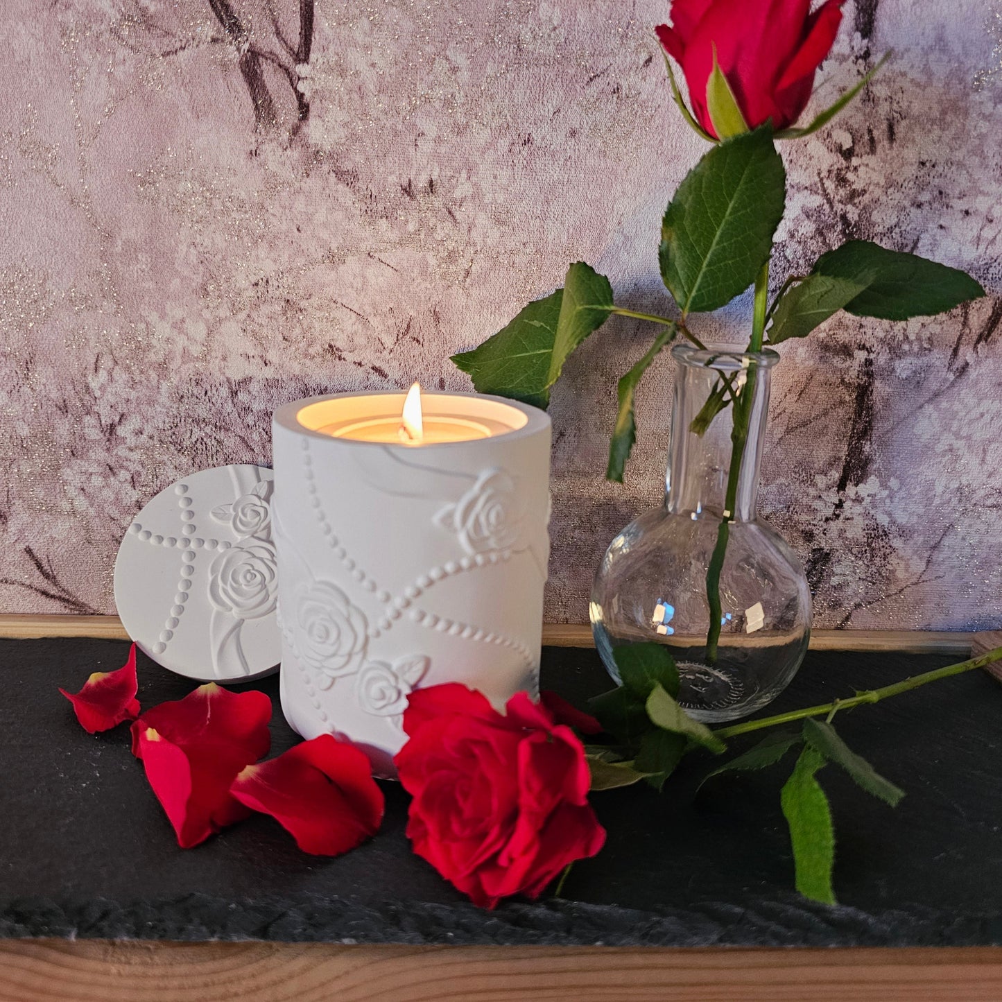 Silikonform: Dose mit Deckel "Rosenband"