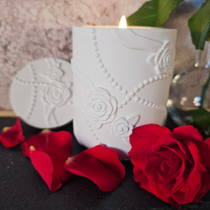 Silikonform: Dose mit Deckel "Rosenband"