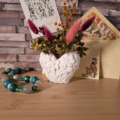 Silikonform: Vase "Blumen-Herz"