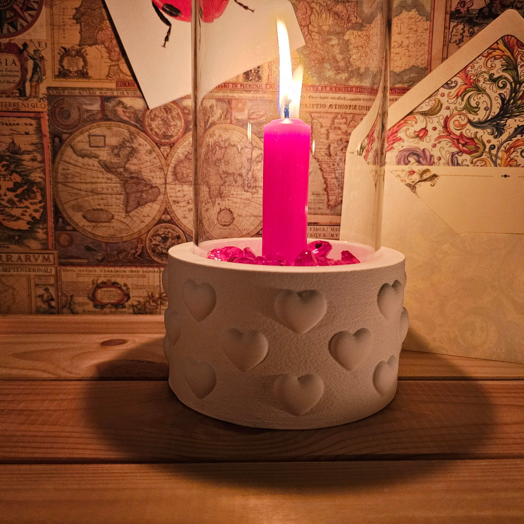 Silikonform: Windlichtsockel "Herzen"