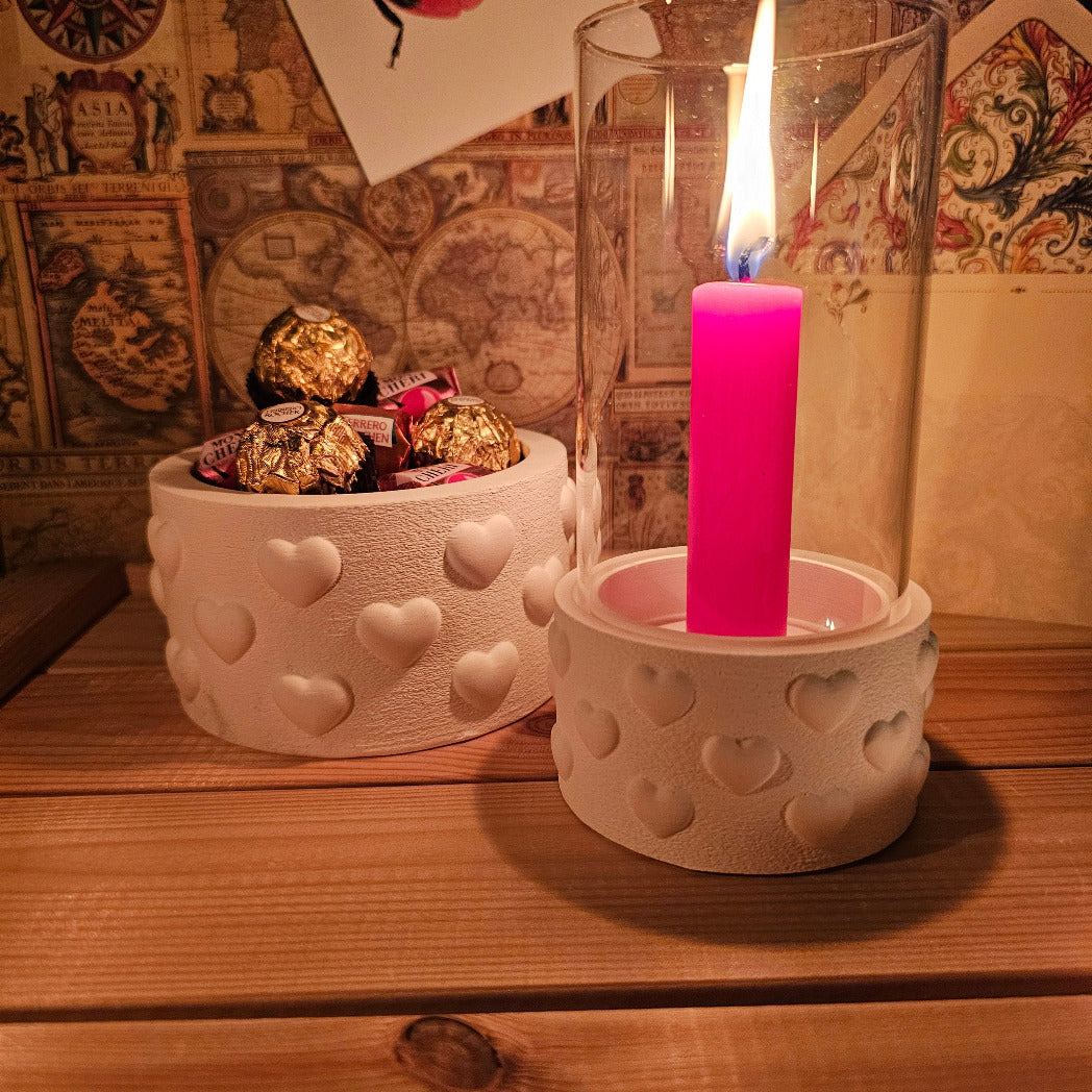 Silikonform: Windlichtsockel "Herzen"