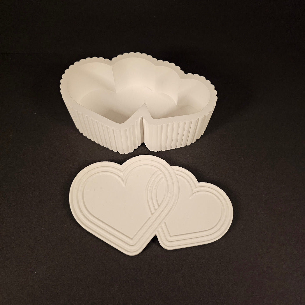 Silikonform: Dose "Zwei Herzen im Vier-Viertel-Takt"