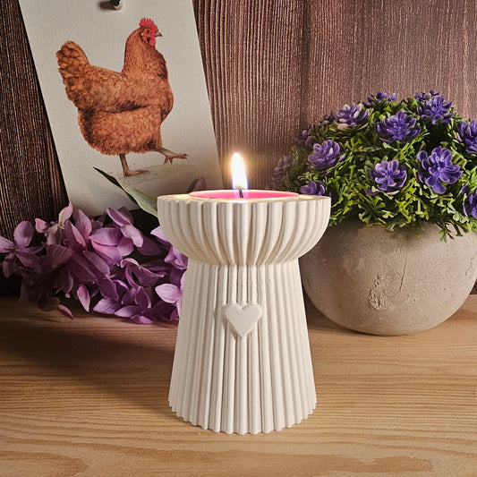 Silikonform: Teelichthalter mit kleinem Herz und Streifen