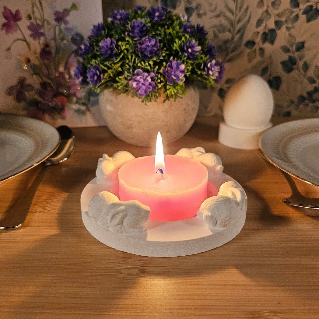 Silikonform: Teelichthalter "Hasenrunde"