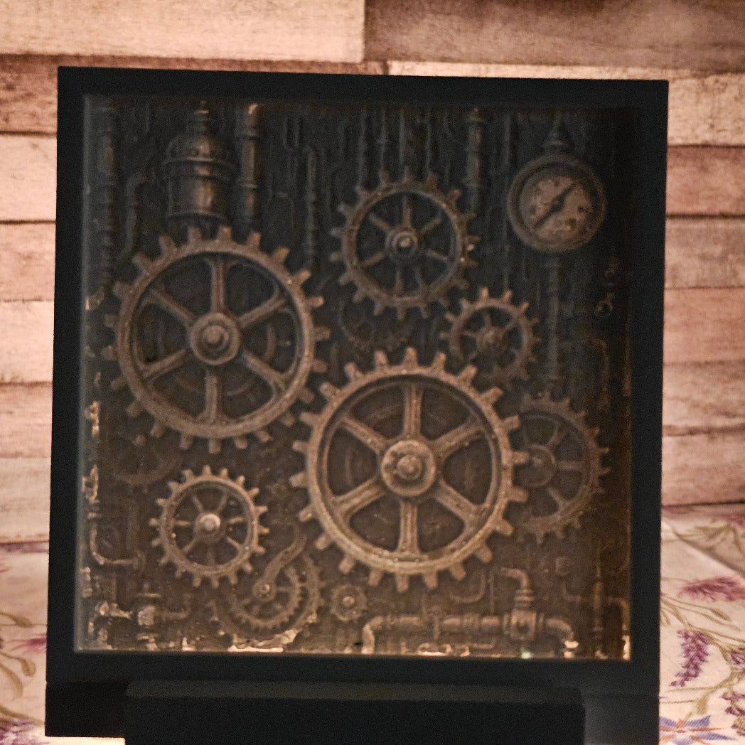 Silikonform: Lithophanie-Kachel "Steampunk Zahnrad"