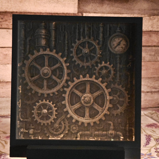 Silikonform: Lithophanie-Kachel "Steampunk Zahnrad"