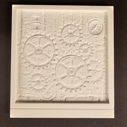 Silikonform: Lithophanie-Kachel "Steampunk Zahnrad"