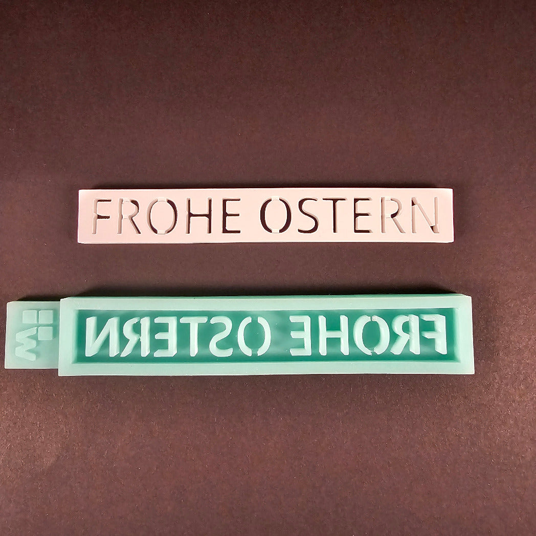 Silikonform: Klötzchen "Frohe Ostern"