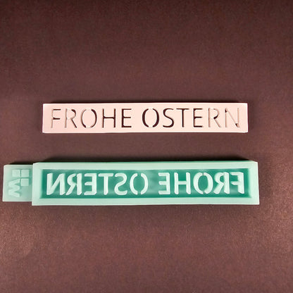 Silikonform: Klötzchen "Frohe Ostern"