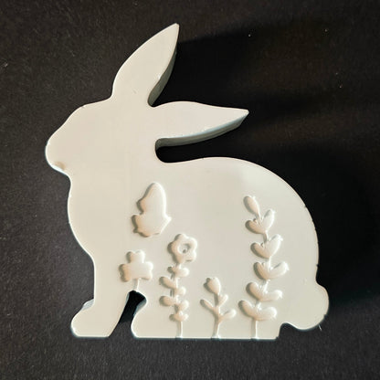 Silikonform: Zwei Hasen mit Blumendekor (2er-Set)