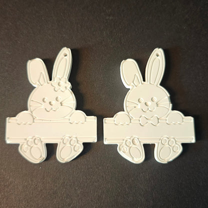 Silikonform: Anhänger "Hase mit Schild", 2er Set