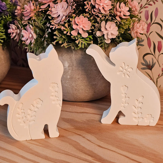 Silikonform: Zwei Katzen mit Blumendekor (2er-Set)