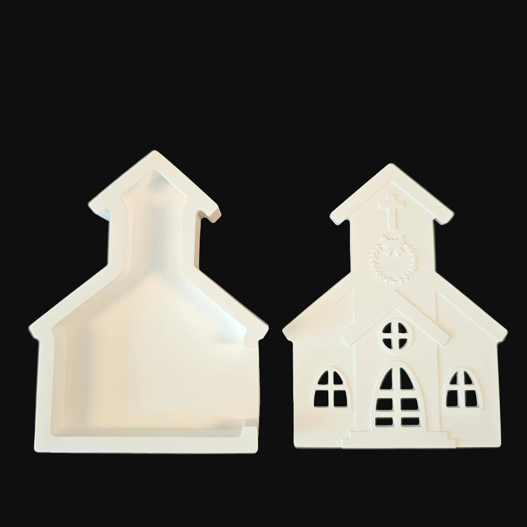 Silikonform: Kirche zum Beleuchten (2teilig)