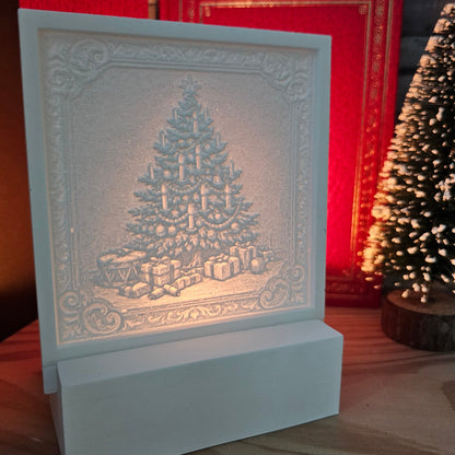 Silikonform: Lithophanie-Kachel "Weihnachtsbaum", antik