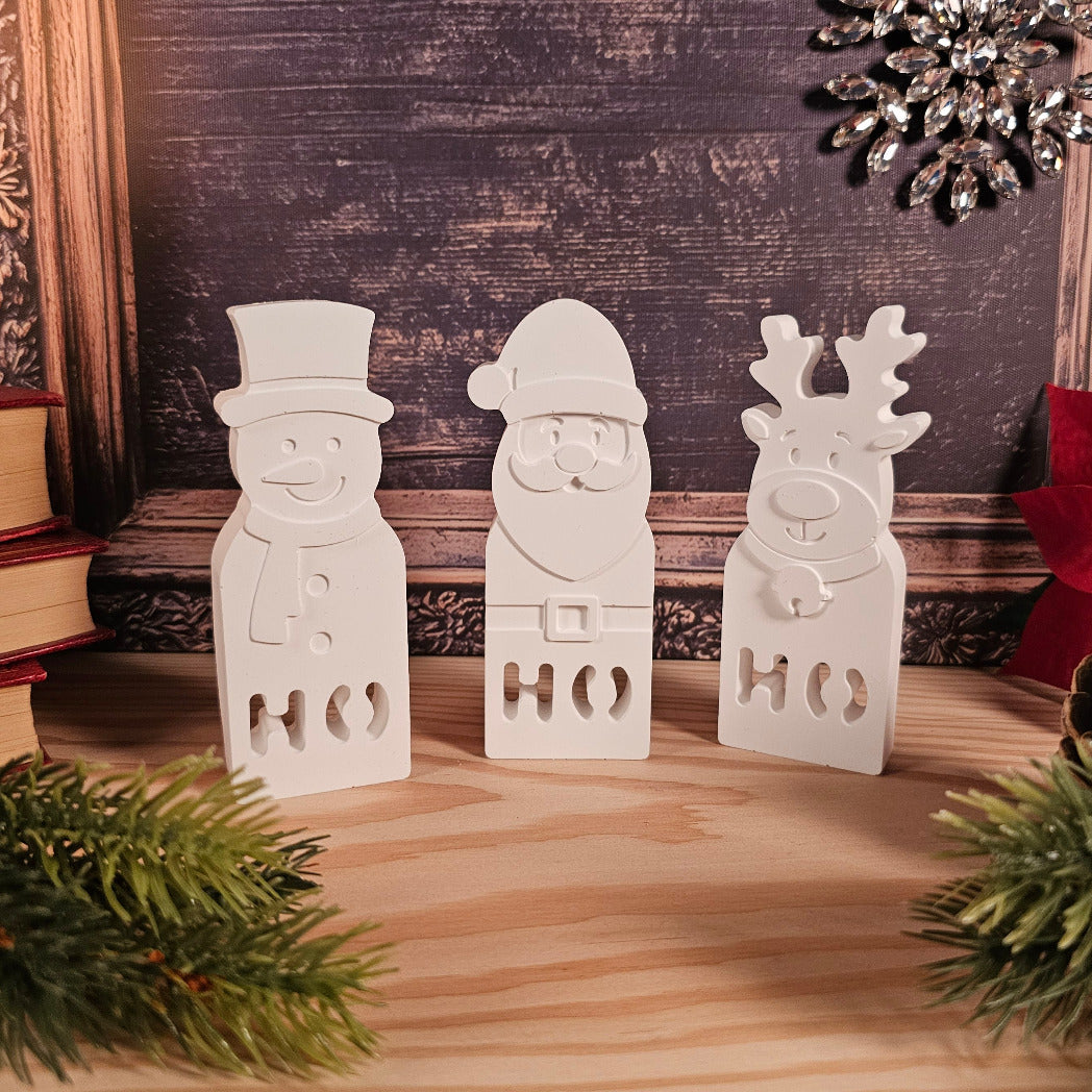 Silikonform: Weihnachtsmann, Elch und Schneemann "Hohoho"
