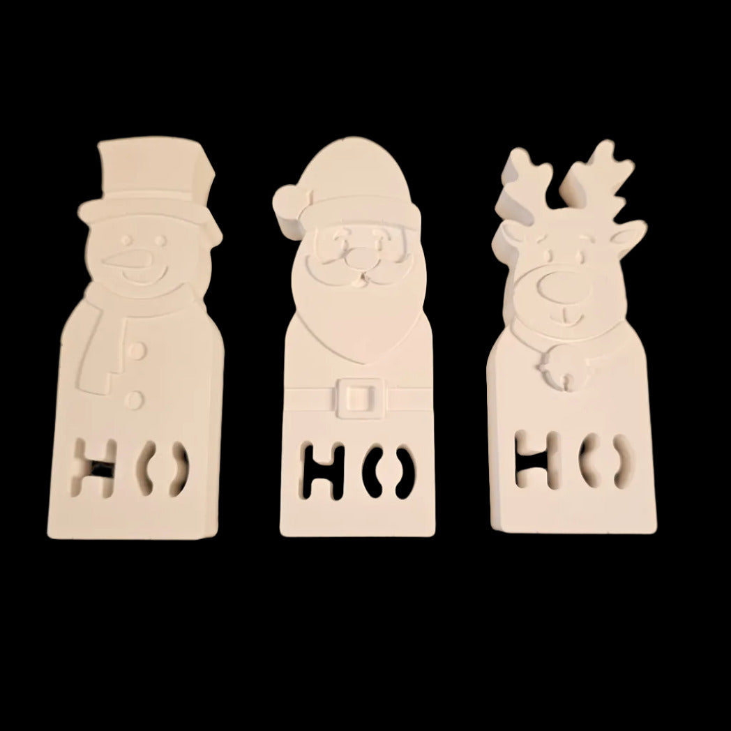 Silikonform: Weihnachtsmann, Elch und Schneemann "Hohoho"