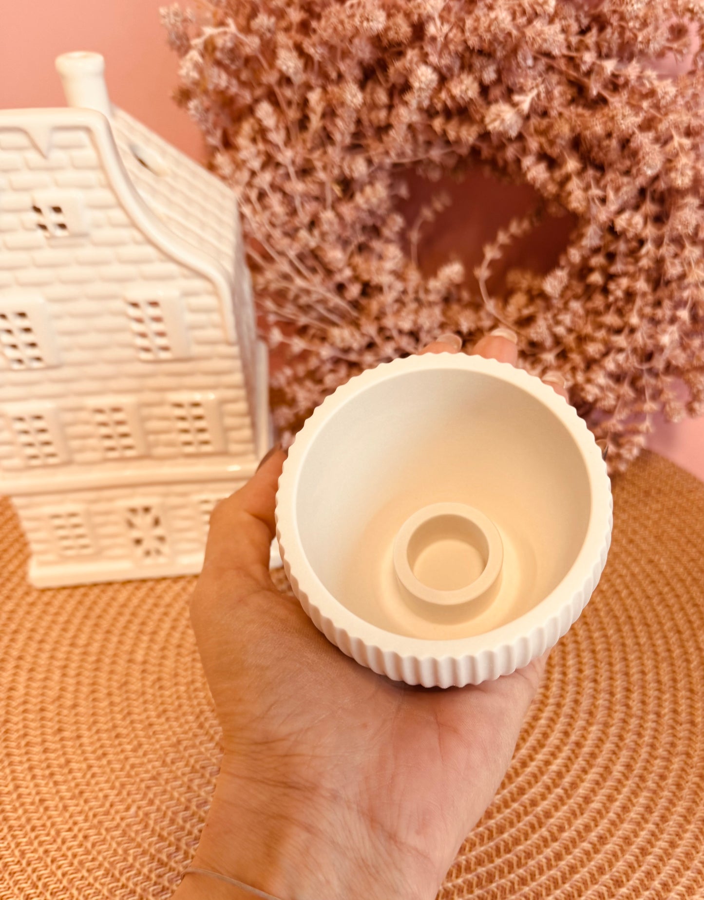 Silikonform Kerzenschale mit Rillen