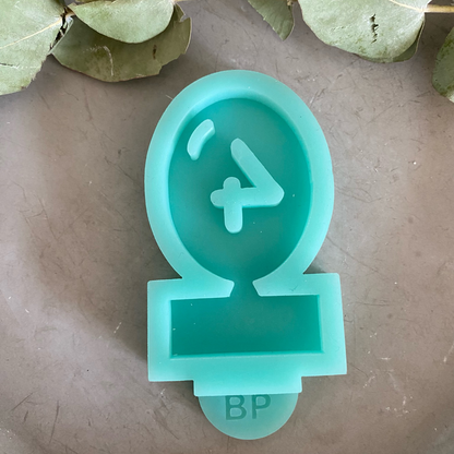 Silikonform: Einschieber "Ballon mit der Zahl Nr. 4"
