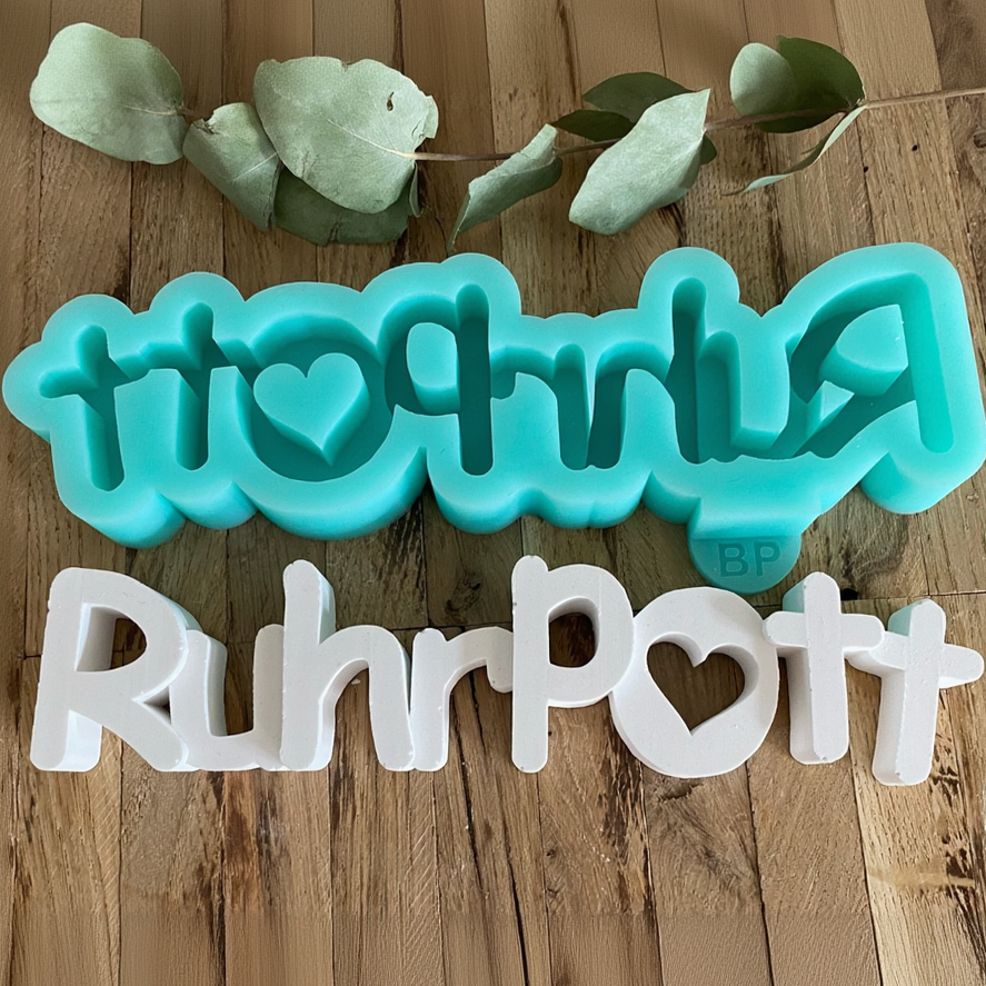 Silikonform: Schriftzug "Ruhrpott" mit Herz