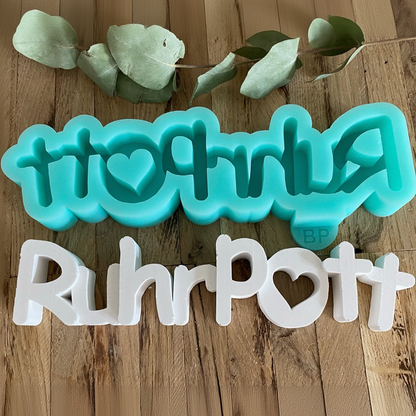 Silikonform: Schriftzug "Ruhrpott" mit Herz