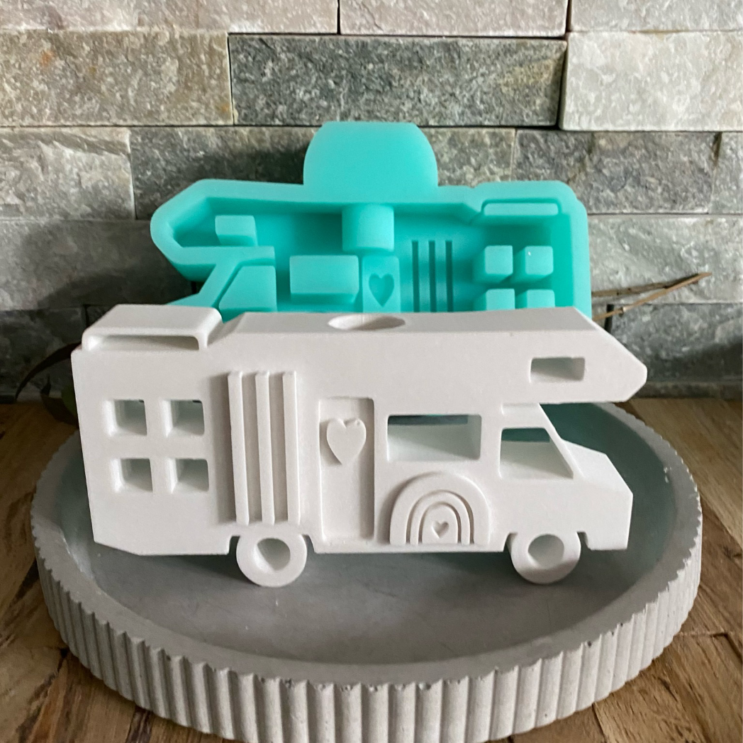 Silikonform: Kerzenhalter "Wohnmobil / Caravan / Camper"