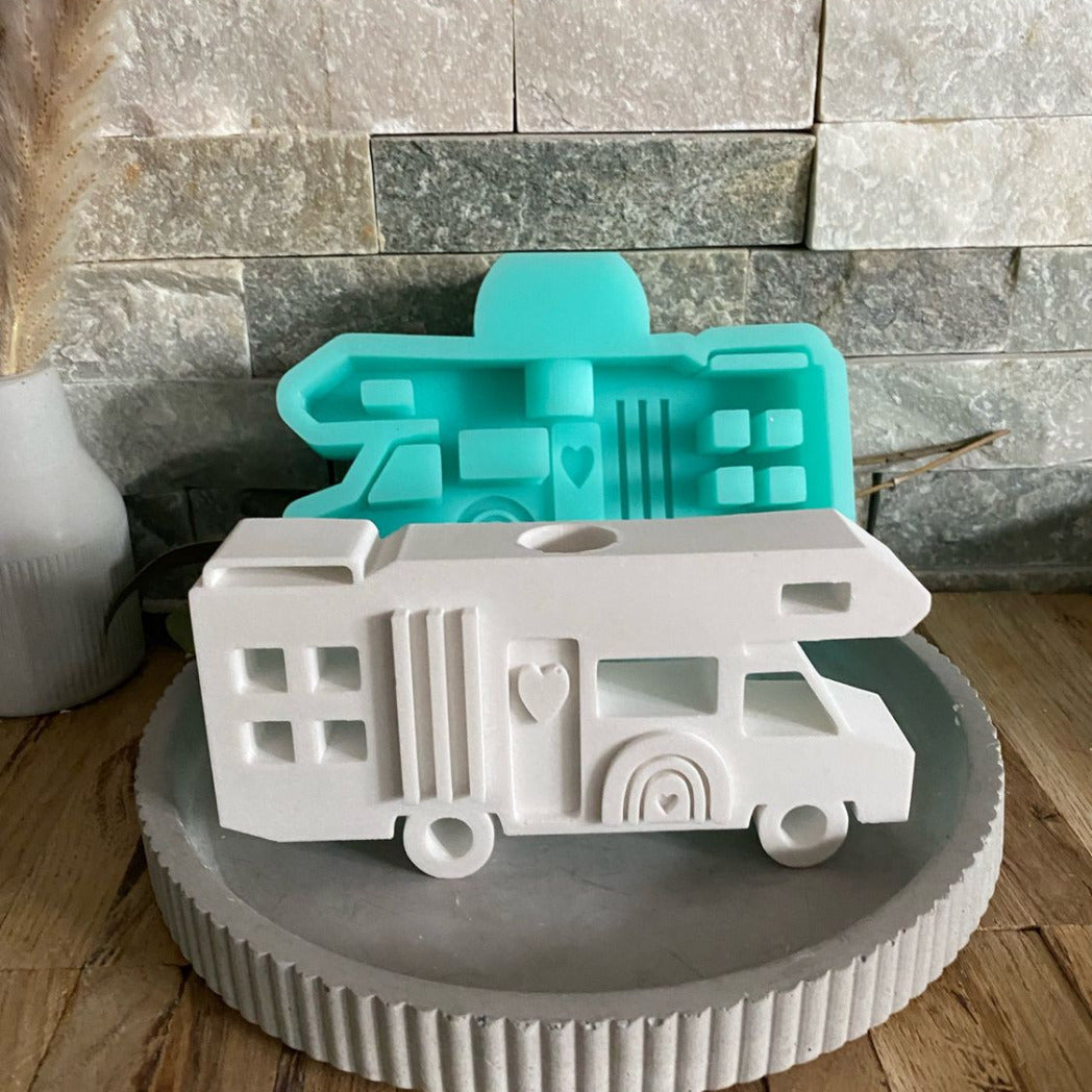 Silikonform: Kerzenhalter "Wohnmobil / Caravan / Camper"
