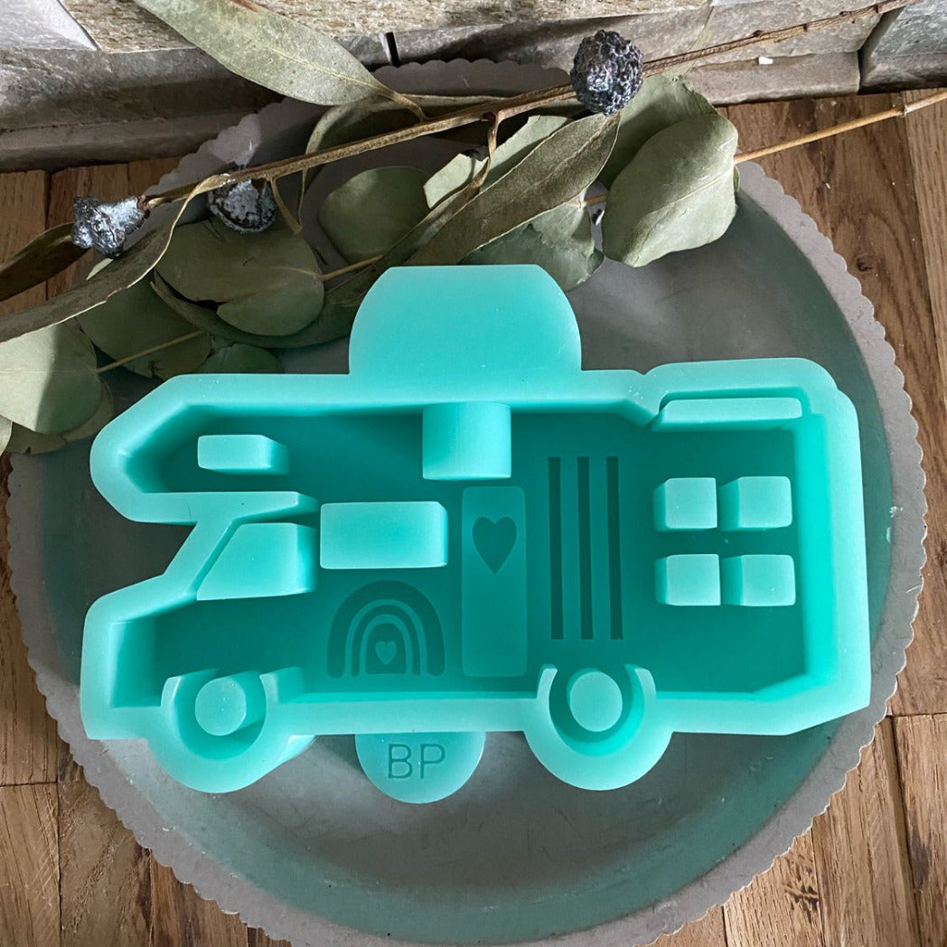 Silikonform: Kerzenhalter "Wohnmobil / Caravan / Camper"