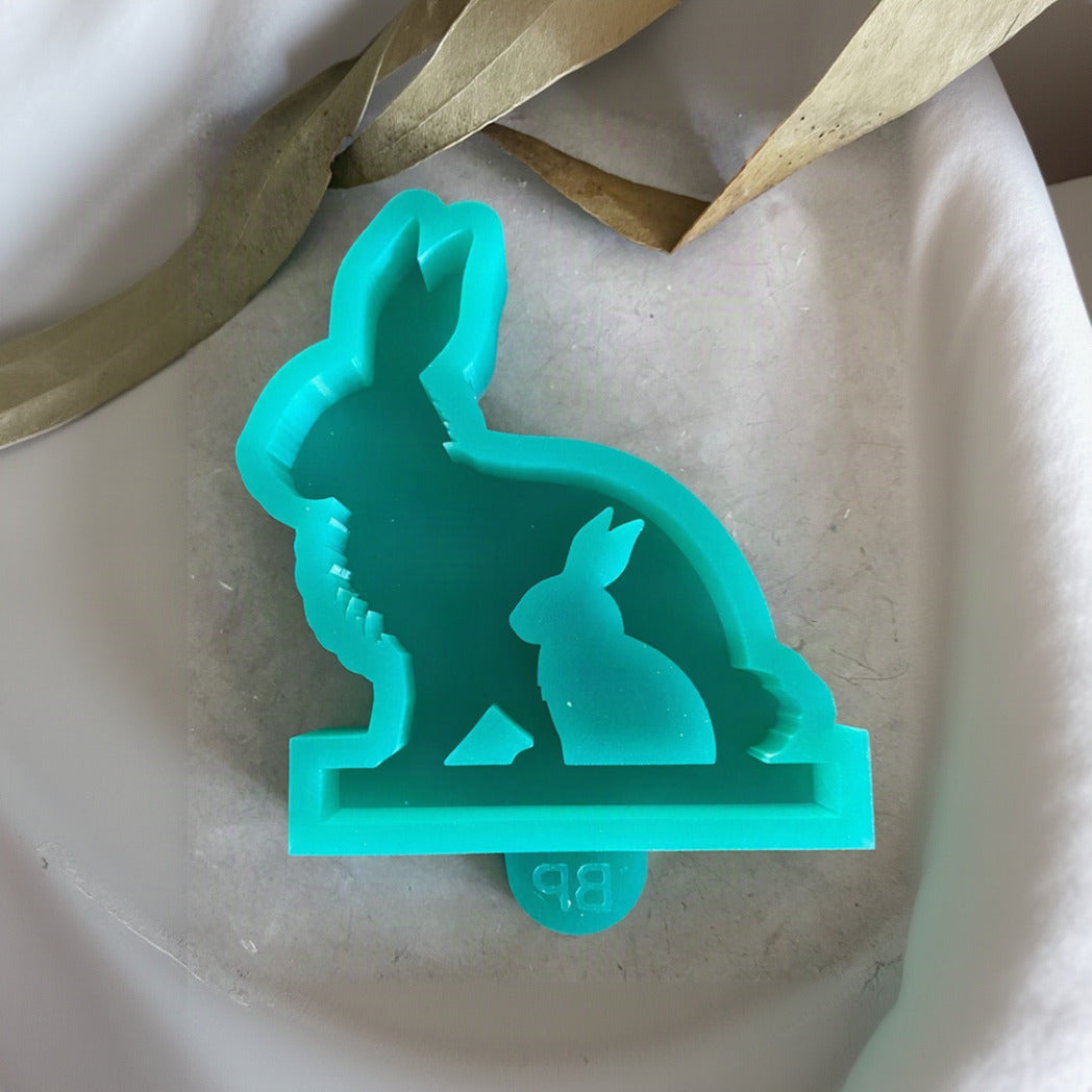 Silikonform: Hase mit Baby
