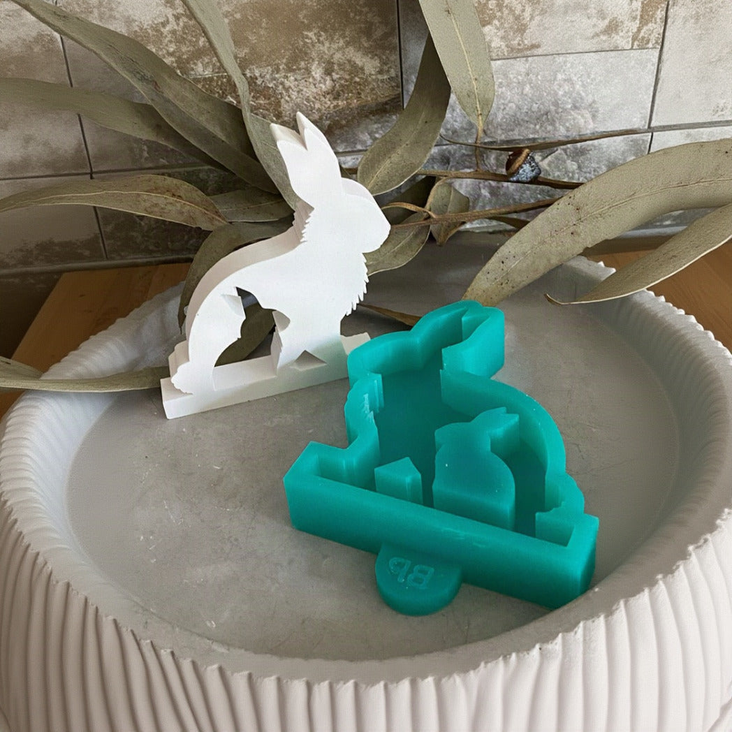 Silikonform: Hase mit Baby