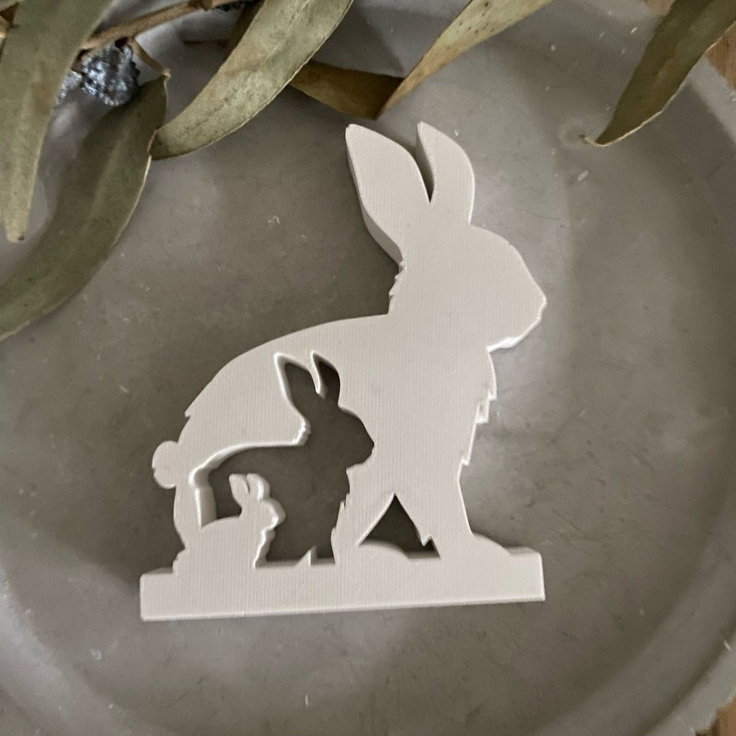 Silikonform: Hase mit zwei Babys