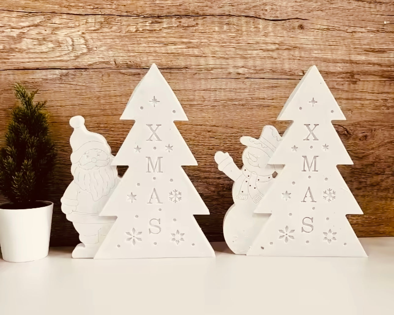 Silikonform XMAS Tannenbaum mit Schneemann oder Weihnachtsmann