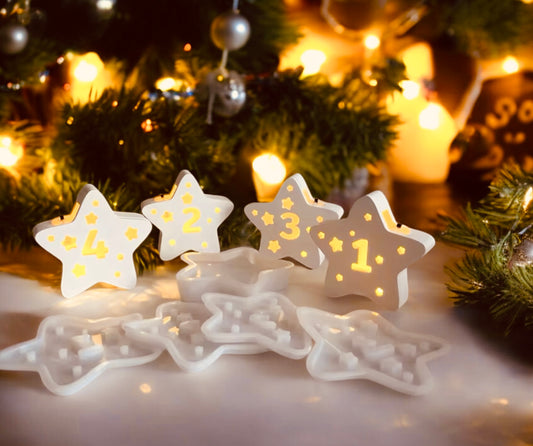 Silikonform Leuchtsterne Adventszahlen