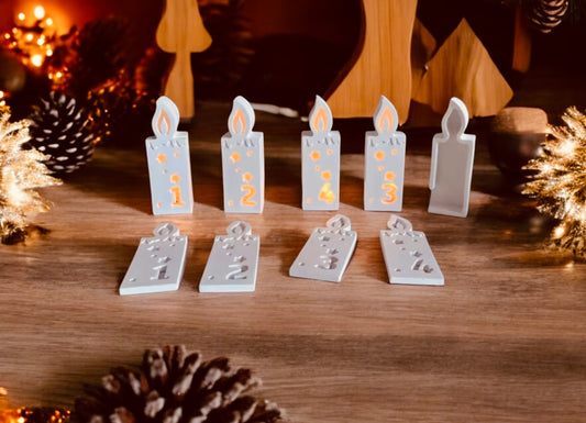 Silikonformen Adventszahlen Kerzen zum beleuchten 2 teilig