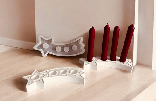Silikonform Sternschnuppe Advent für Stabkerze